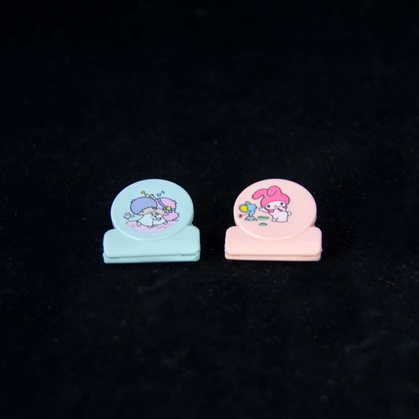 Pair of 1977 Sanrio Itty Bitty My Melody and Little Twin Stars Paper Clips