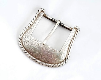 Vintage geätzte Silber Toned Metal Gürtelschnalle