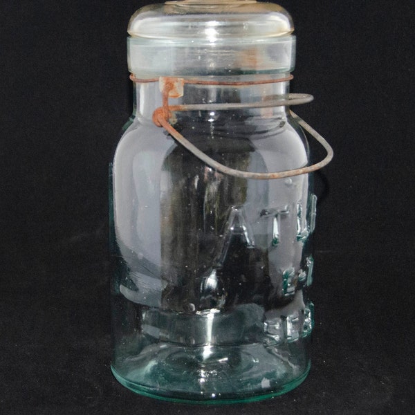 Vintage Aqua Atlas E-Z Seal Canning Jar