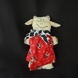 Hand-Crafted Cow in a Red Bandana Dress