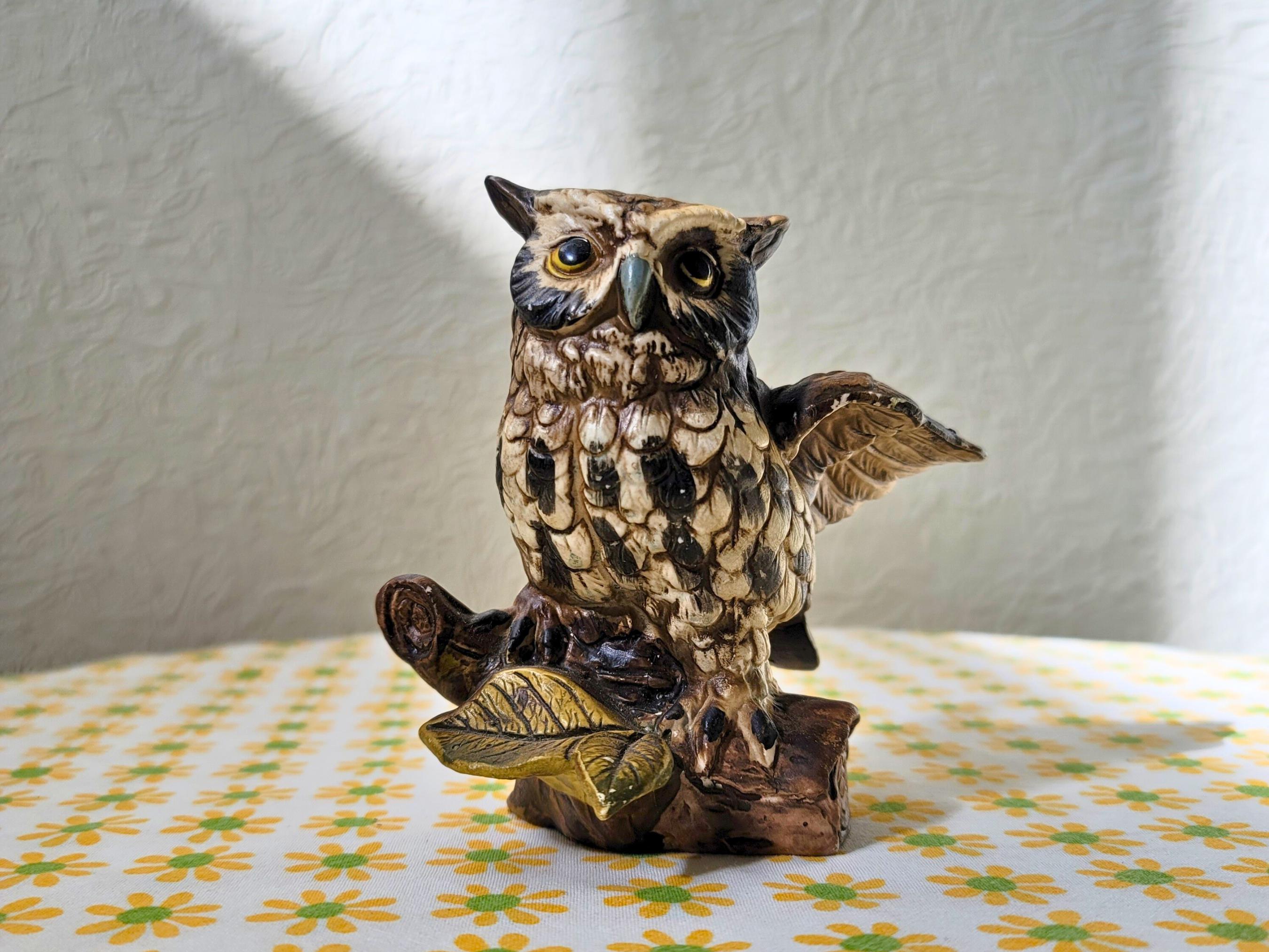 Vintage Homco Bisque Ceramic Owl Figurine