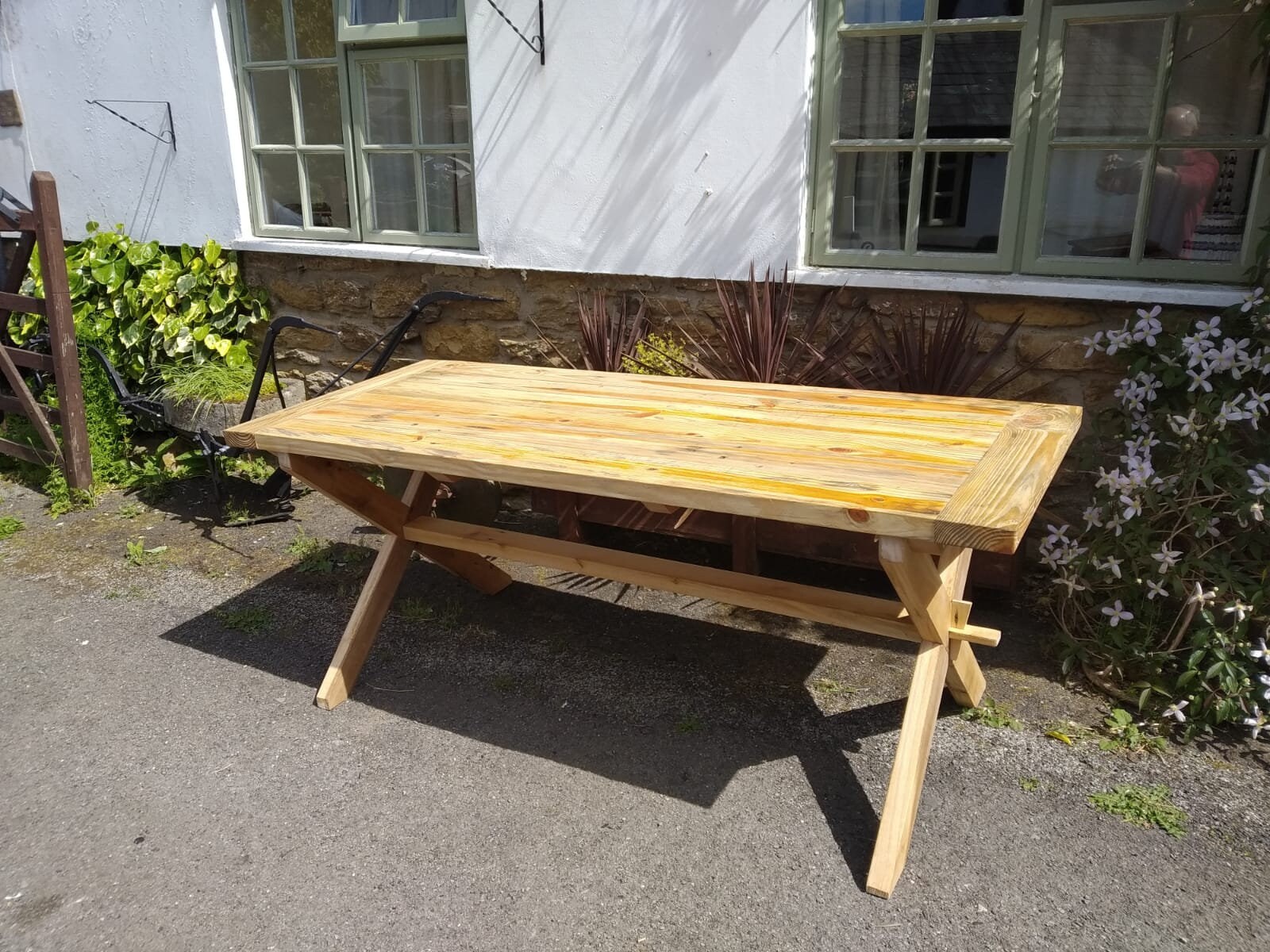 Large Rustic Outdoor Chunky Wooden Patio Table Outdoor Etsy