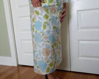 Floral Print Linen/Cotton Half Apron