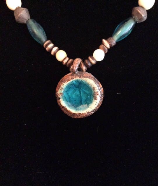 Bead Necklace With Ceramic Pendant Etsy New Zealand