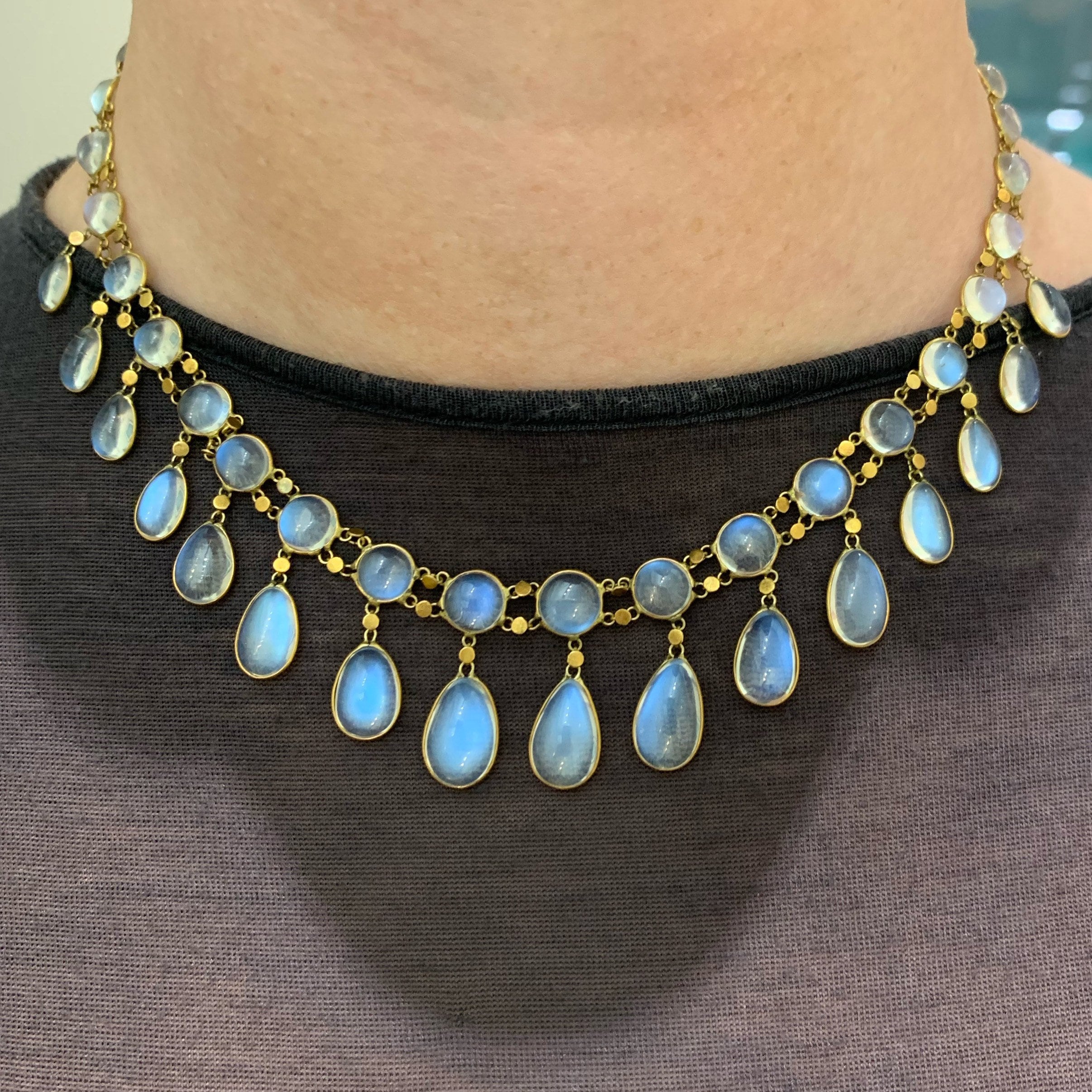 Victorian Moonstone Gold Necklace from About 1890