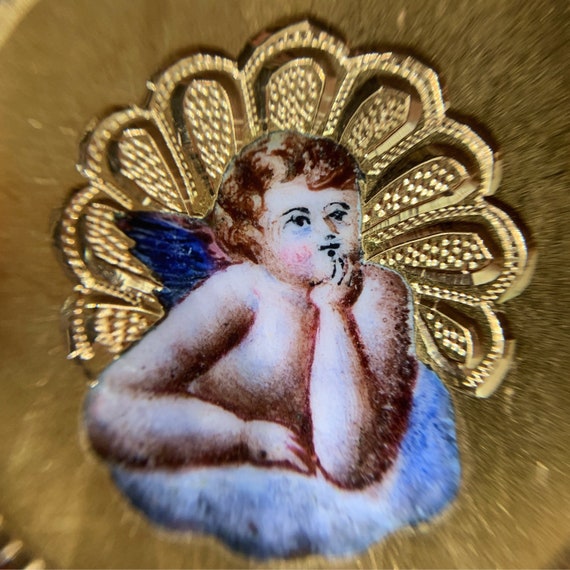 Victorian gold enamel angel pin, circa 1890 - image 2