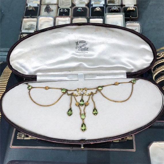 Edwardian peridot and natural pearl necklace, cir… - image 10