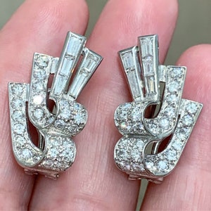 Late Art Deco diamond clip earrings, circa 1950 image 1