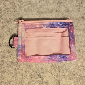 Handmade Wallet | Small Zipper Coin Purse | ID Holder with Keyring | Key FOB wallet
