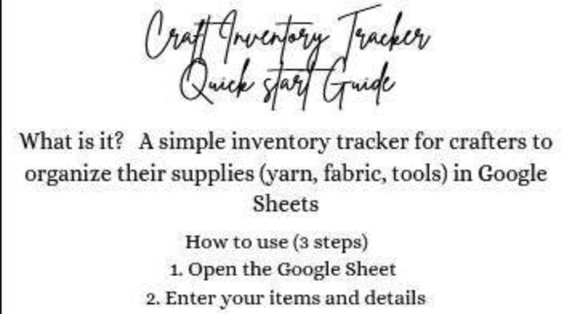 Craft Inventory Tracker Spreadsheet | Yarn, Fabric, Tool Organizer ...