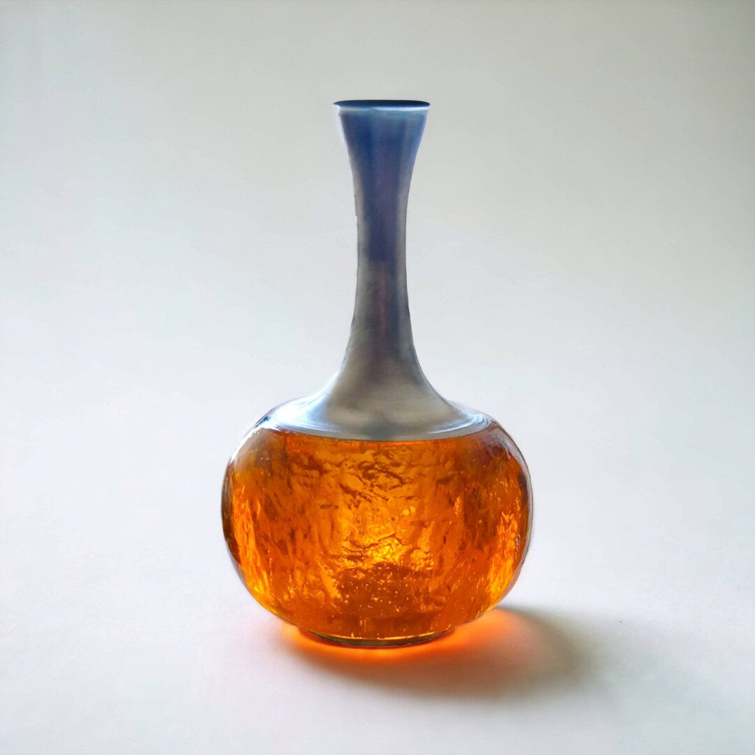 Amberhoney Epoxy Glass Vase With Tin Metal Neck Etsy