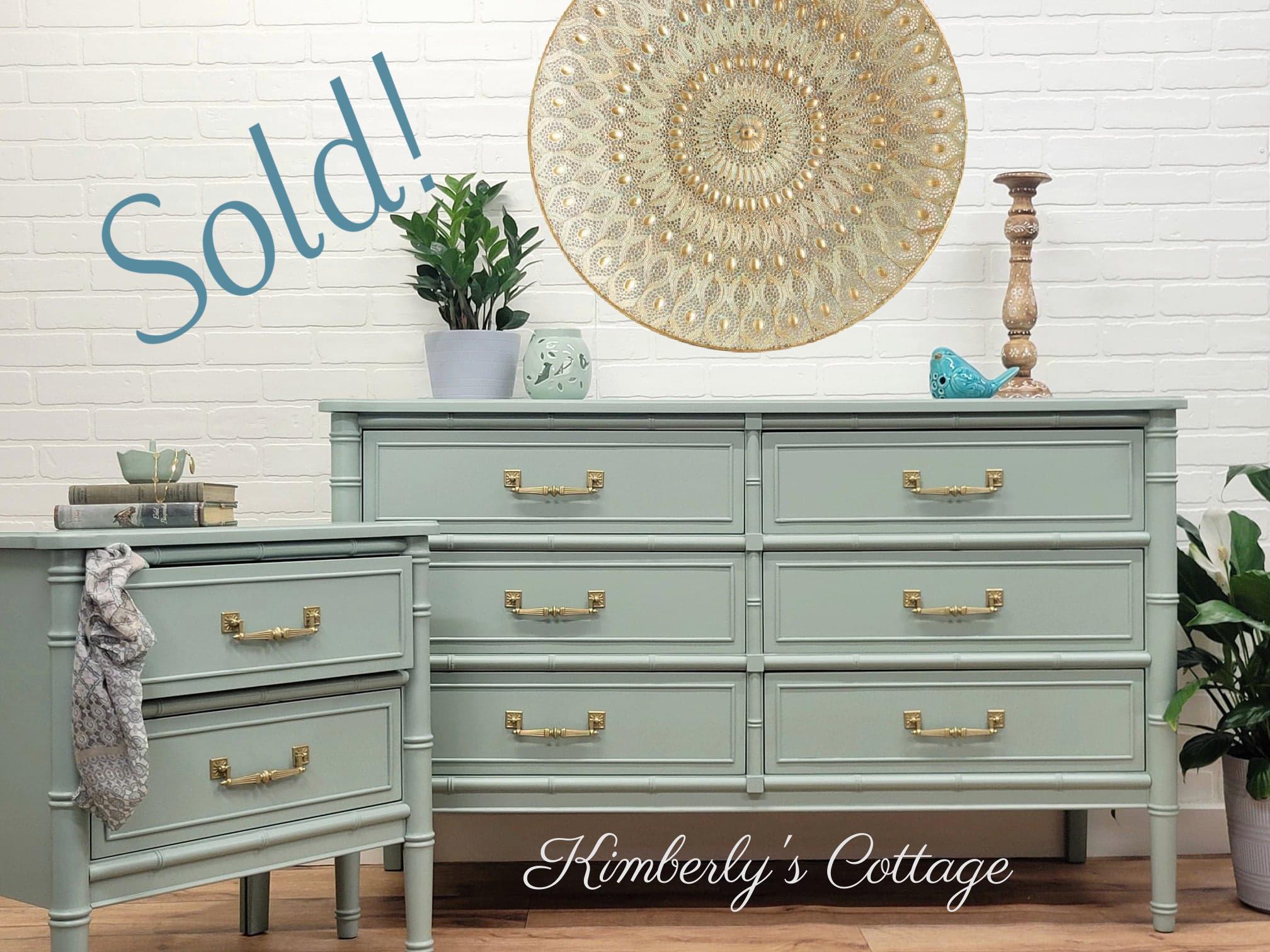 Sold! Henry Link Faux Bamboo Dresser & Nightstand | Painted, Updated Sage  Green TV Console, Credenza - Etsy