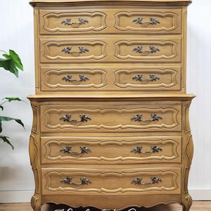 Customizable-You Choose the Color! | Vintage French Provincial Thomasville Dresser| Solid Wood High-Boy | Bombay Chest with Carvings