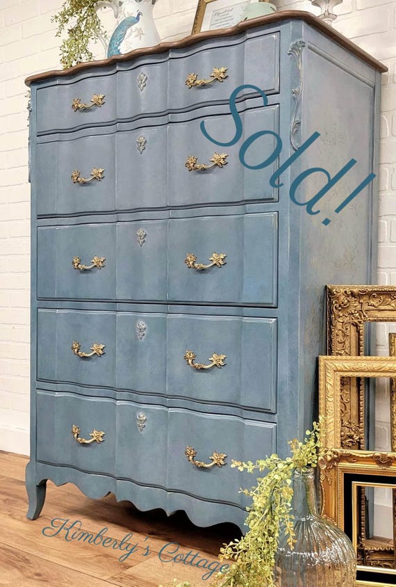 Sold!-blue French Provincial Chest | French Country Dresser | Gold Gilding & Stencils - Etsy Sold!-blue French Provincial Chest | French Country Dresser | Gold Gilding & Stencils - Etsy
