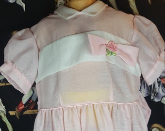 Vintage Handgemachtes Leichtes Rosa Mädchen Sommerkleid
