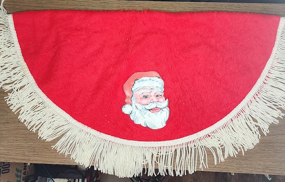 ヴィンテージ 30 インチ ラウンド クリスマス サンタ テーブルクロス