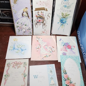 Lot de 30 cartes de voeux de mariage vintage 1961