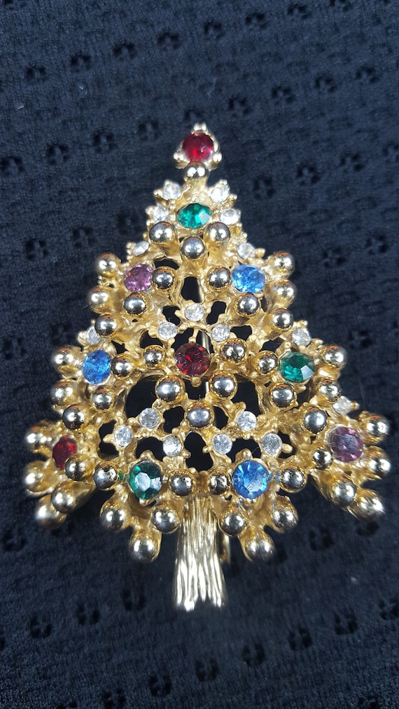 Vintage Eisenberg Signed Christmas Tree Brooch