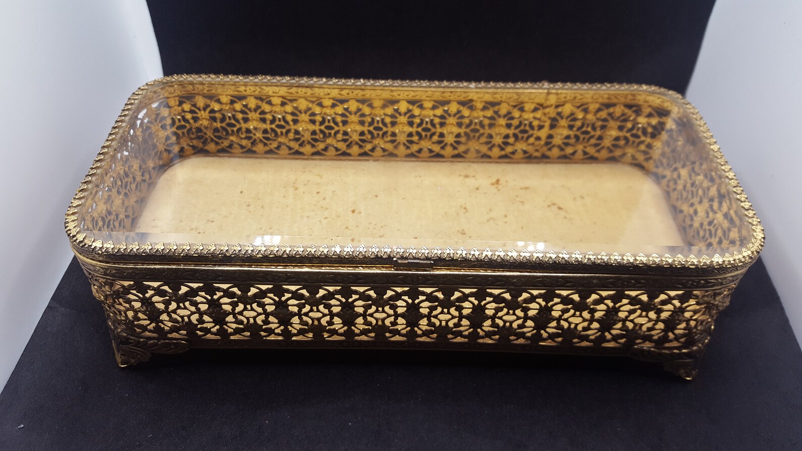 Vintage Stylebuilt Accessories Glass Top Jewelry Box Etsy