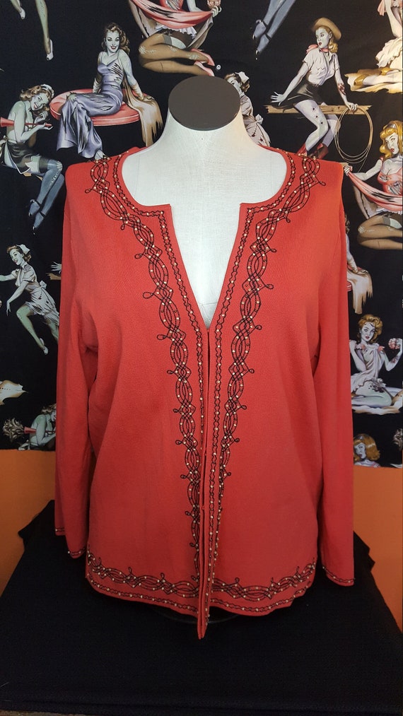 Vintage Grace Dane Lewis 2X Beaded Sweater