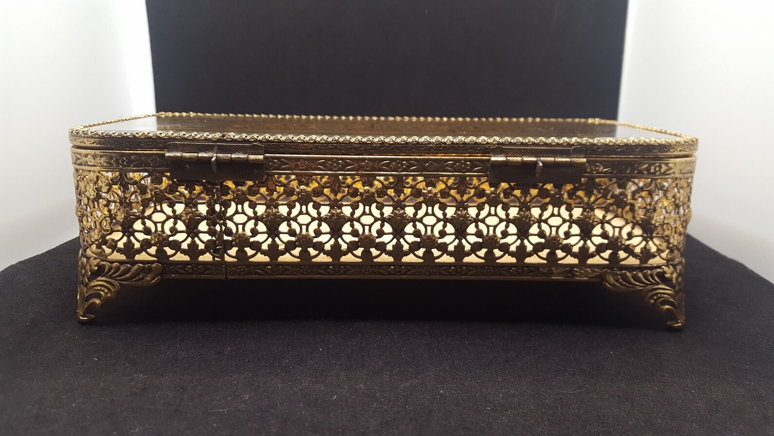 Vintage Stylebuilt Accessories Glass Top Jewelry Box Etsy