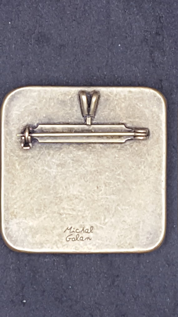 Michal Golan Multi Bright Square Pin.  Signed. - image 2