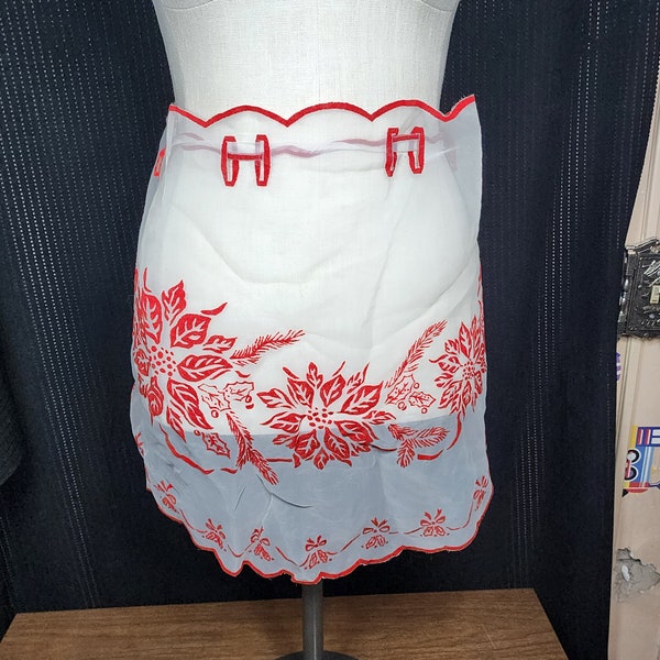 Vintage doorschijnende schort met kerstthema. DIY-upcycleproject