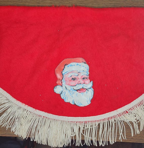 ヴィンテージ 30 インチ ラウンド クリスマス サンタ テーブルクロス