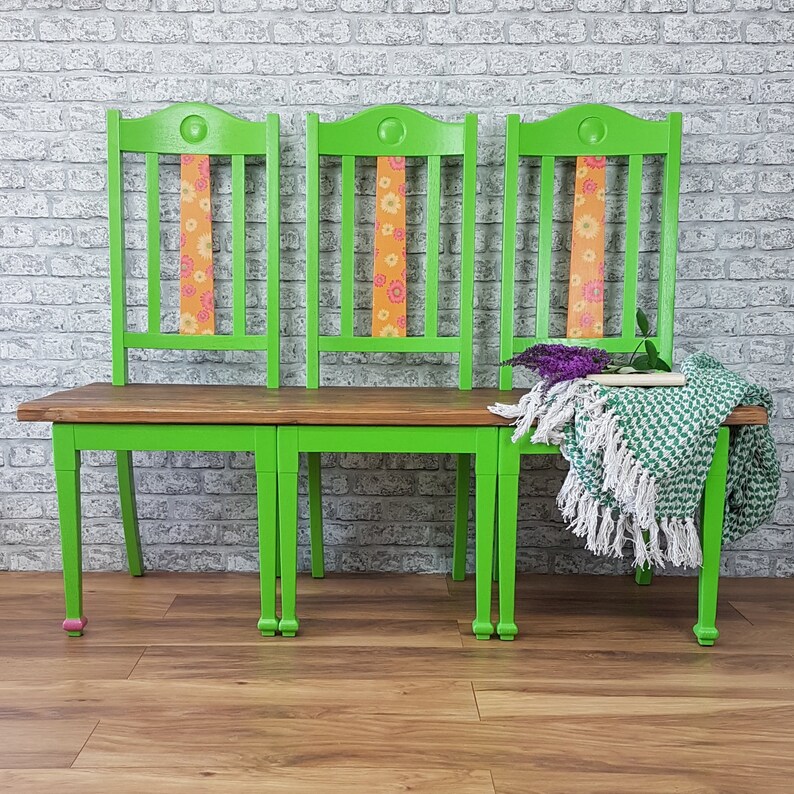 Professionally Upcycled Three Chair Bench Etsy