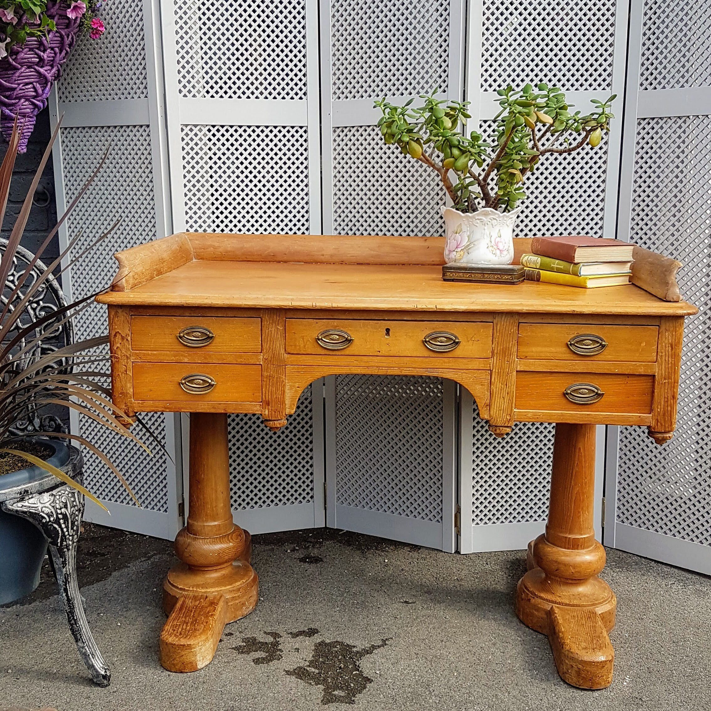 Antique Pine Writing Desk Please See Full Description For Etsy