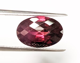Large Garnet, Rhodolite Garnet, Oval Cut Garnet, Checkerboard Garnet, 5.67 Carats Garnet, Loose Rhodolite Garnet, Natural Rhodolite Garnet