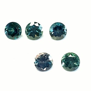Peacock Sapphire round cut 5.7 mm, natural fancy green blueish sapphire calibrated and faceted for making jewelry, September birthstone