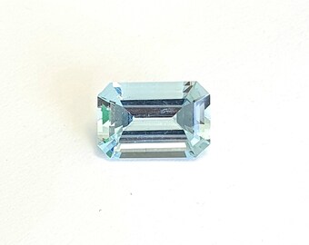 Natural Aquamarine, Emerald Cut 12X8 mm, Natural 3.25 carat Aquamarine, Natural Beryl, Sea Blue Color Gemstone, March birthstone