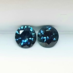 Pair Blue Sapphires Round Cut 5.5 mm, Natural Blue Montana Sapphires, Faceted & Calibrated, Diamond Cut Blue Sapphire, September Birthstone
