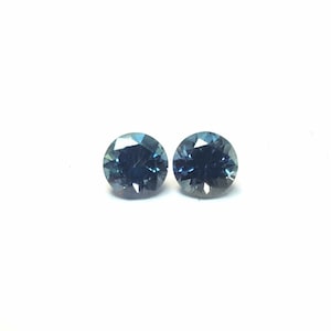 Pair Blue Sapphires round cut 5.5 mm, Natural blue Sapphires faceted and calibrated, September Birthstone