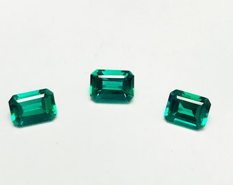 Created Emerald 4.5x6 mm emerald cut, lab grown, top quality cut, green gemstone loose lab emerald stones for jewelry making, Hydrothermal