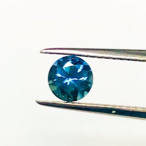Teal Sapphire Round Cut 5.3 mm, Natural Montana greenish Blue Sapphire, Diamond Cut, September birthstone
