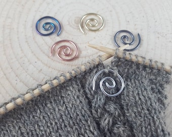 Removable Stitch Markers/Row Markers, Spiral, Set of 5