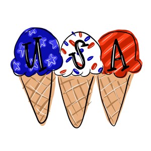 INSTANT DOWNLOAD Digital Template Patriotic Ice Cream Door Hanger, Summer Door Hanger, Patriotic Hanger Template