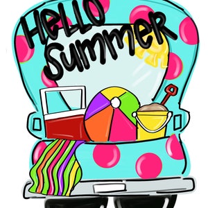 INSTANT DOWNLOAD Digital Template Summer Truck Door Hanger, Summer Truck Hanger, Summer Beach Hanger Template