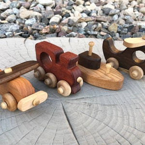 Airplane, helicopter, boat, train hardwood set