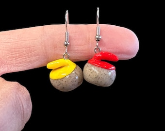 Curling stone earrings