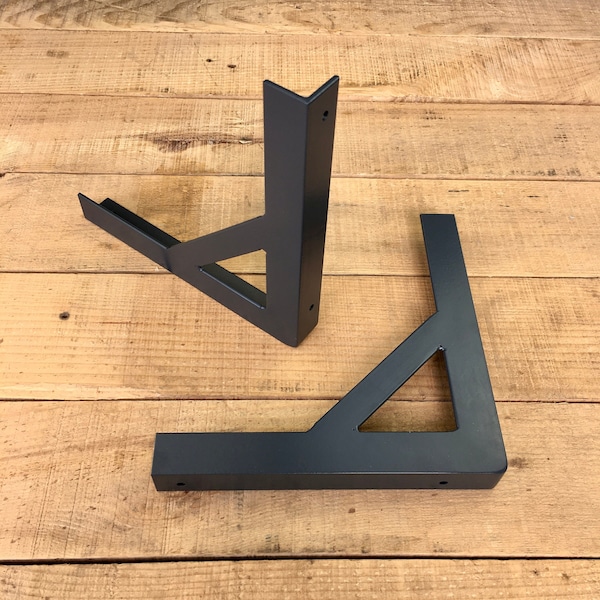 Supports d'étagère gris | Paire de supports d'étagères de style potence en métal