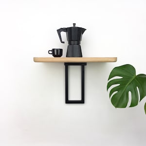 Wall Mount Table | Black Bracket + Small Oak Shelf  | W36 x D22.5cm