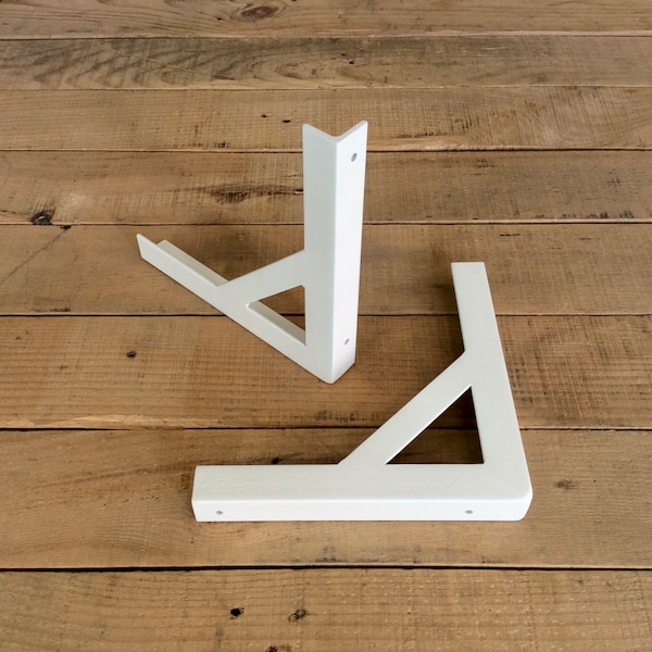 White Shelf Brackets | Pair of Metal Gallows Style Shelving Brackets