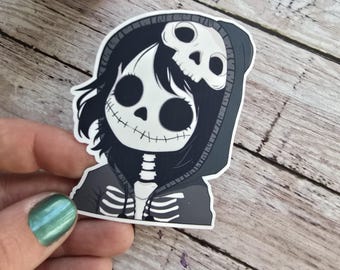 Skeleton Goth Girl Sticker 3in Vinyl Sticker Matte Sticker Vivid Laptop Decal Handmade