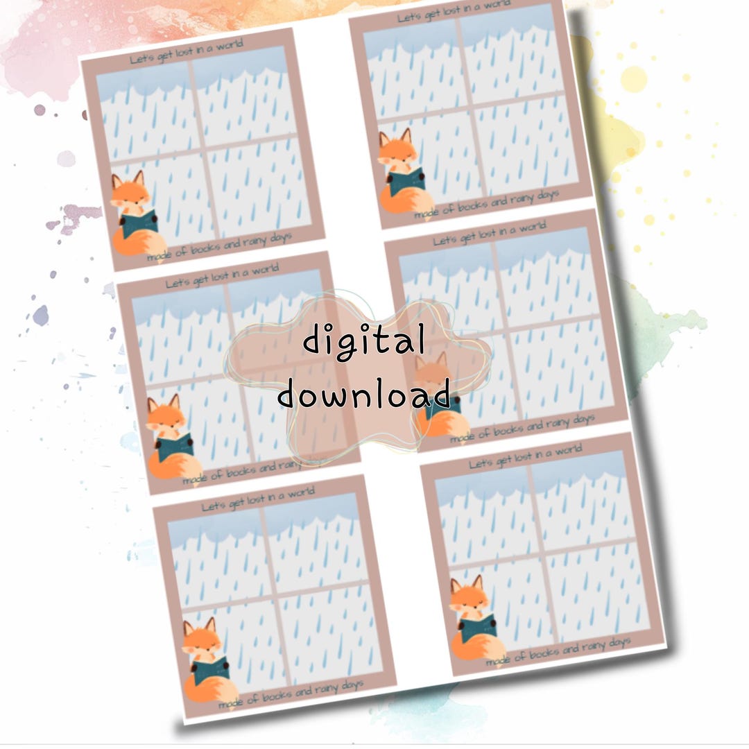 Cozy Notes Printable Sticky Notes | Cozy Fox Rainy Day Notes | Hand Drawn Digital ...