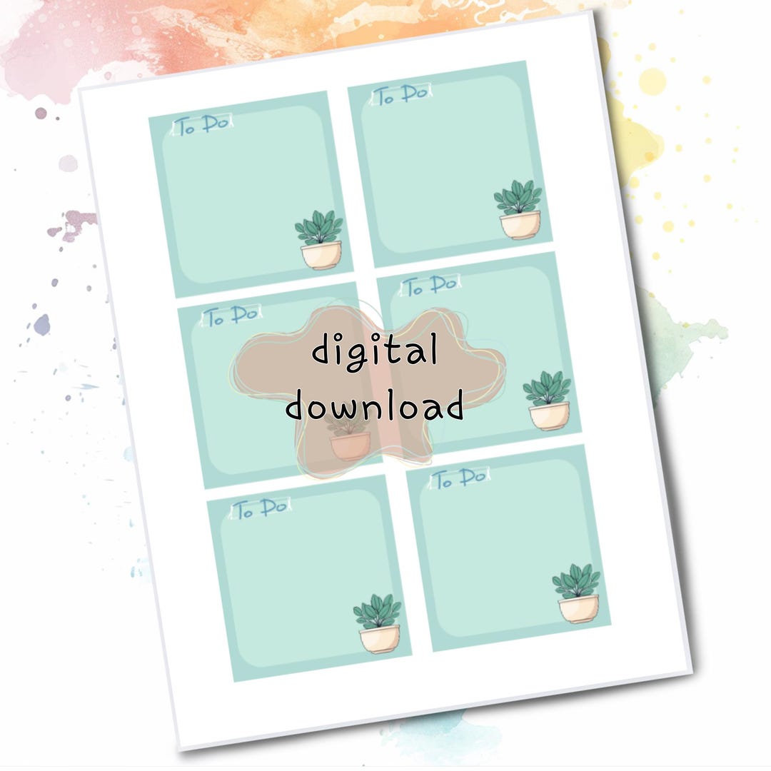Printable Sticky Notes | Plant Notes | Hand Drawn Digital Post It Notes ...