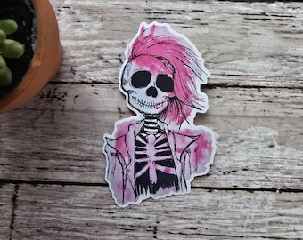Punk Gothic Skeleton Sticker 3in Vinyl Sticker Matte Sticker Vivid Laptop Decal Handmade