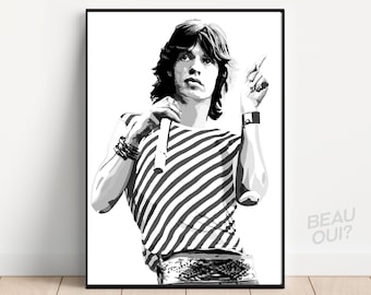 Mick Jagger portrait, The Rolling Stones, Black & White